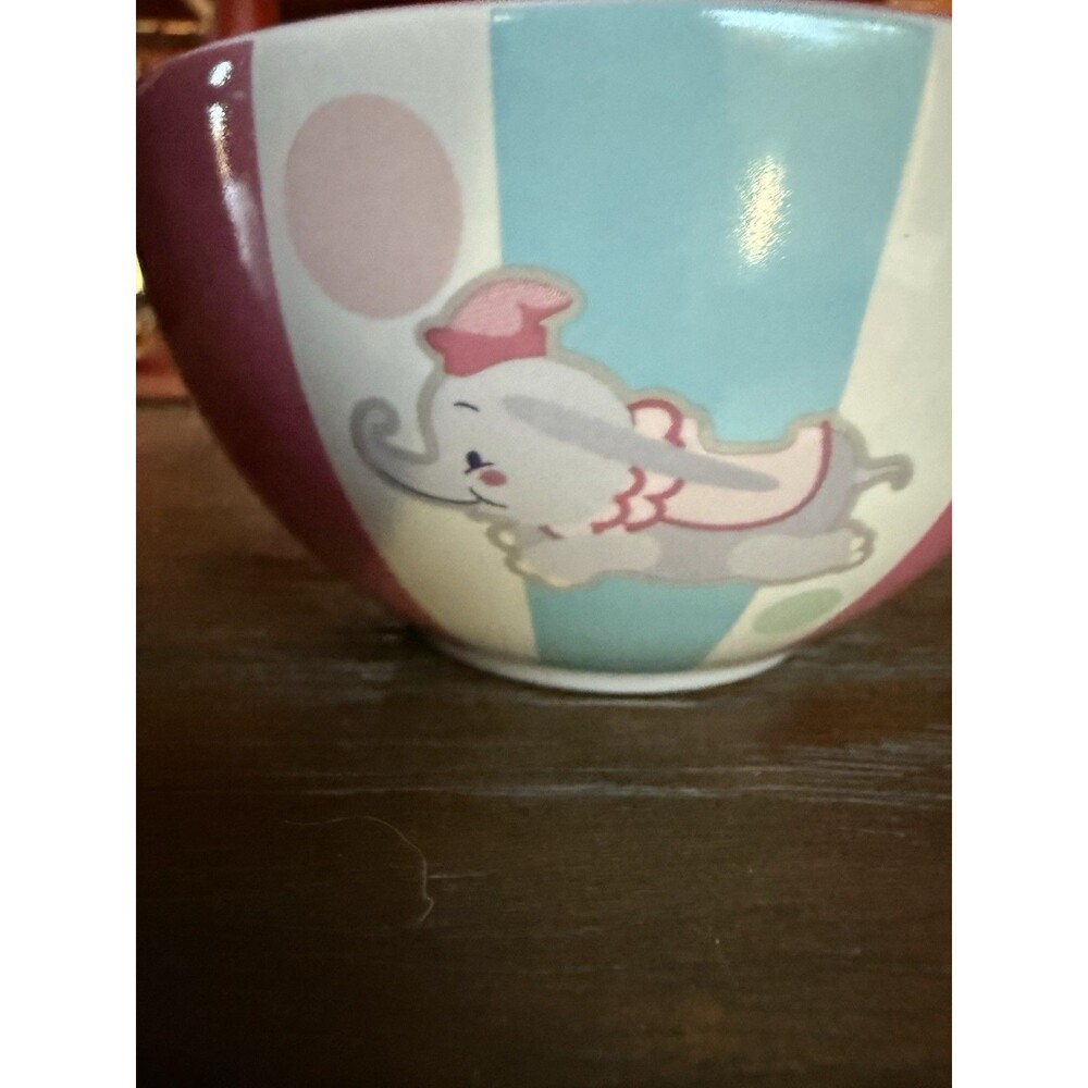 Disney Parks Ceramic Small Bowl Dumbo White Rabbit Mickey Circus Pastel Striped - Picture 4 of 6